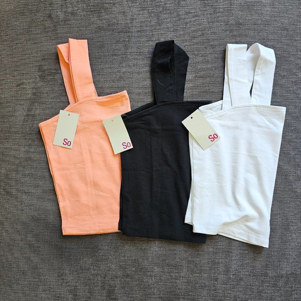 Kohl's SO Women Multi Colors & Sizes Square Neck Fitted Pack of 3 Tank Tops NWT